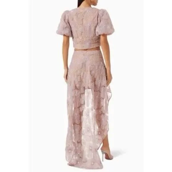 Elliatt Indira Floral Top & Skirt Set in Mesh White bridal bachelorette NWT$650 - Picture 6 of 16